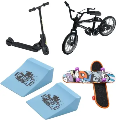 Scooter/Finger Skateboard/Casual Pants/Roller Skates/Bike For Tech Deck Ramp Venue Combination Set Children Indoor Home Toys Gif