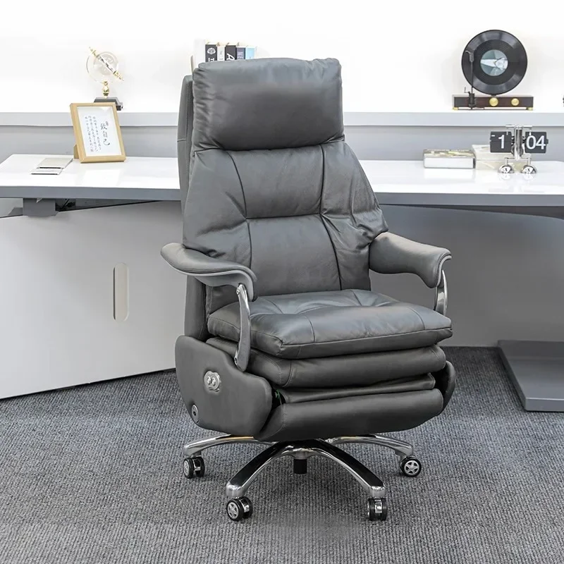 A Leather Electric Chair Footrest Lift Rotatable Nordic Lazy Adult Aesthetics Chair Wheels Luxury Bureau Meuble Furniture