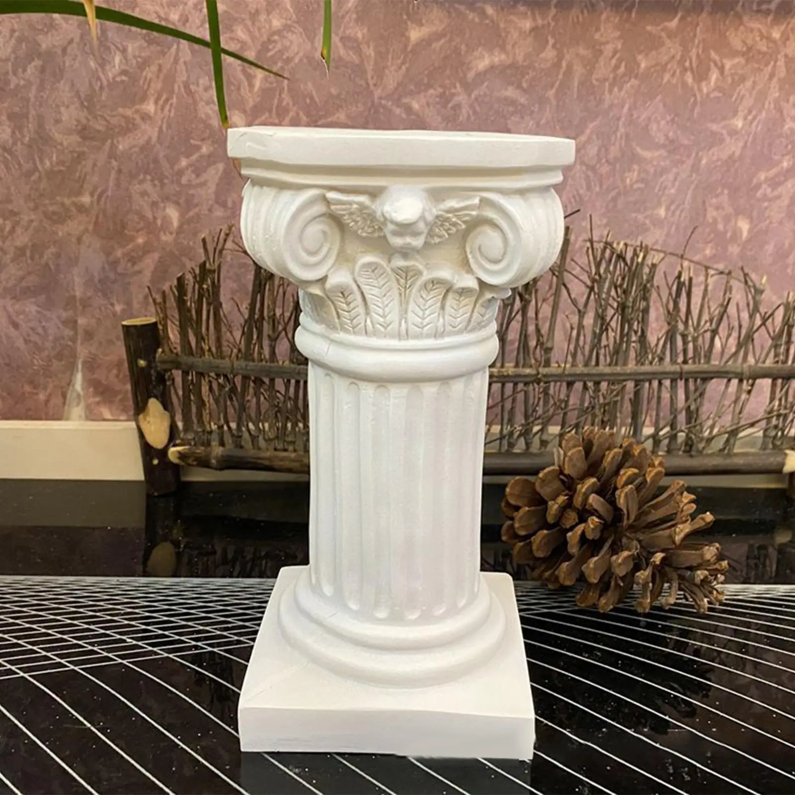 Creative Roman Pillar Statue Candlestick Plinth Base Greek Column Figurine Pedestal Stand for Layout Scene Party Decor Gifts