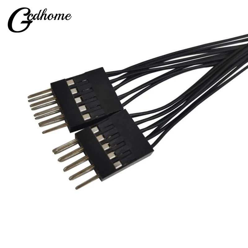 1Pcs Reset Desktop Power On/Off Dual Control Cable PC Motherboard Switch Jumper 9-pin 1 To 2 Line Splitter Switch
