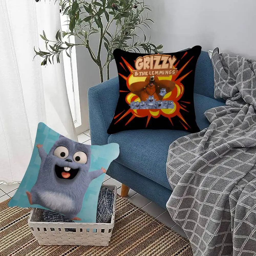 Cartoon Grizzy and the Lemmings  Personalized Pillow Dust Cover Bedroom Kids Party Decoration Pillowcase Birthday Children Gift view 4