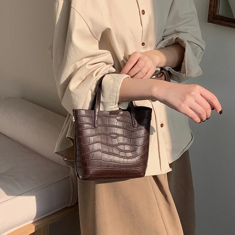 Crocodile-Embossed Genuine Leather Tote Bag 2026 New Design Fashionable Elevated Tote Shoulder Bag