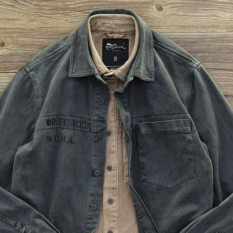 

American Military Workwear irt Men's Long Sve Durable Work orm Retro Dirt Resistant Labor Work Clothes Loose Fit