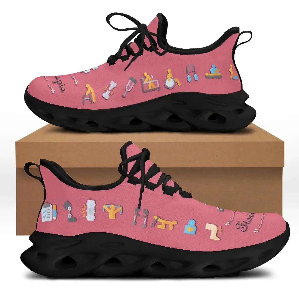 Cartoon Nurse Doctor Women Men Knit Shoes Autumn Soft Running Sports Shoes Designer Breathable Female Mesh Sneakers