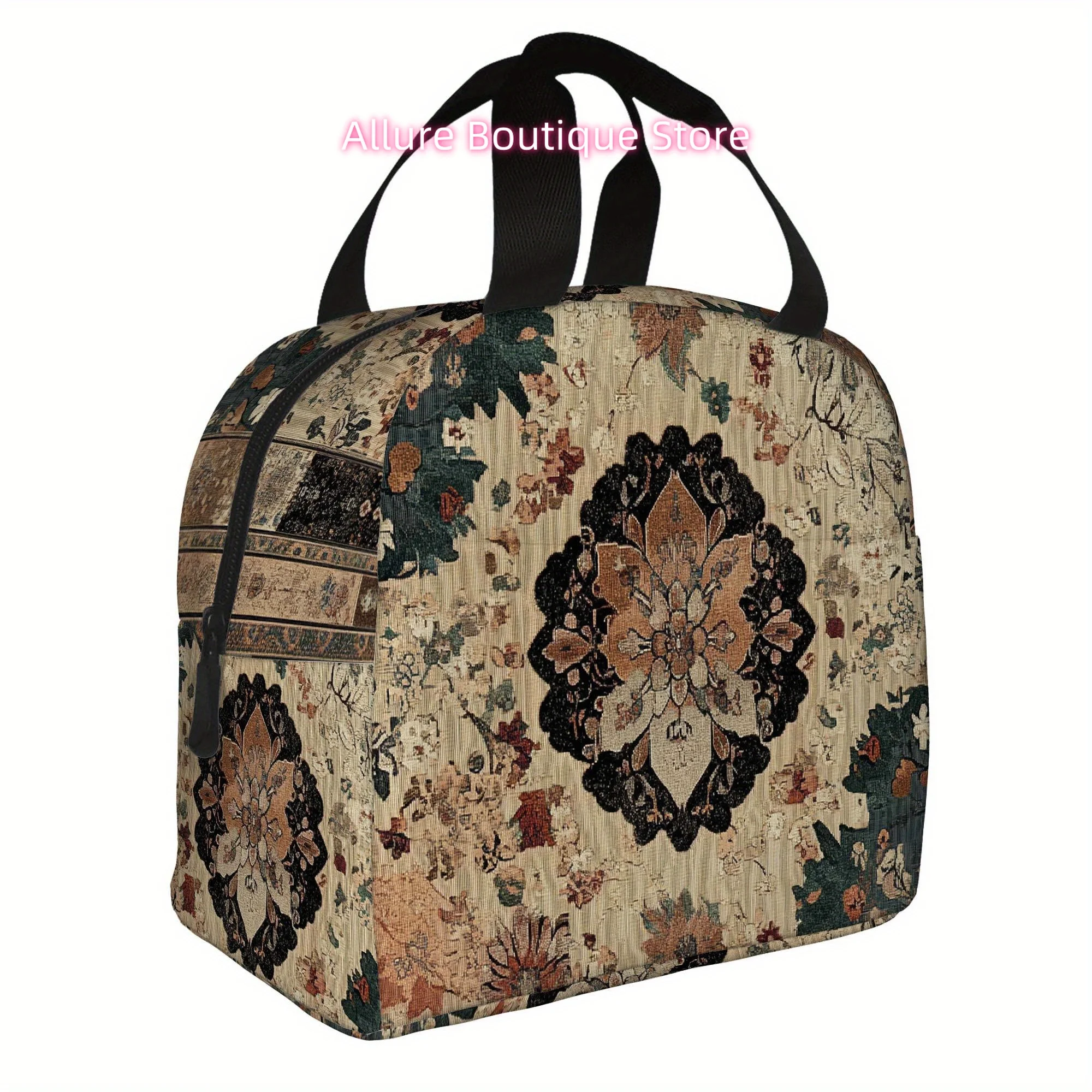 

1pc, Vintage Floral Patterned Fabric Printed Thermal Bag, Insulated Bag, Not for Food Contact, Suitable for Home, Restaurant, Of
