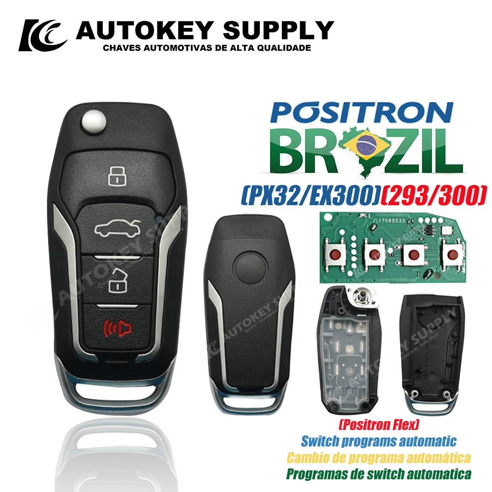 

For Positron Flex Ford Remote Car Key With Logo High-Quality Alarm System - Double Program PX32 EX300 293 330 360 AutokeySupply