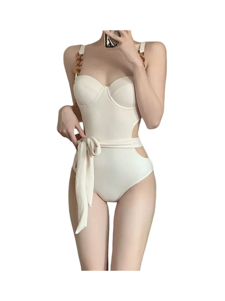 ชุดว่ายน้ําผู้หญิงมีสไตล์และเซ็กซี่บิกินี่ Suspender One-piece ว่ายน้ําท่องว่ายน้ําชายหาดสวมชุดว่ายน้ําแห้งเร็วชุดว่ายน้ํา