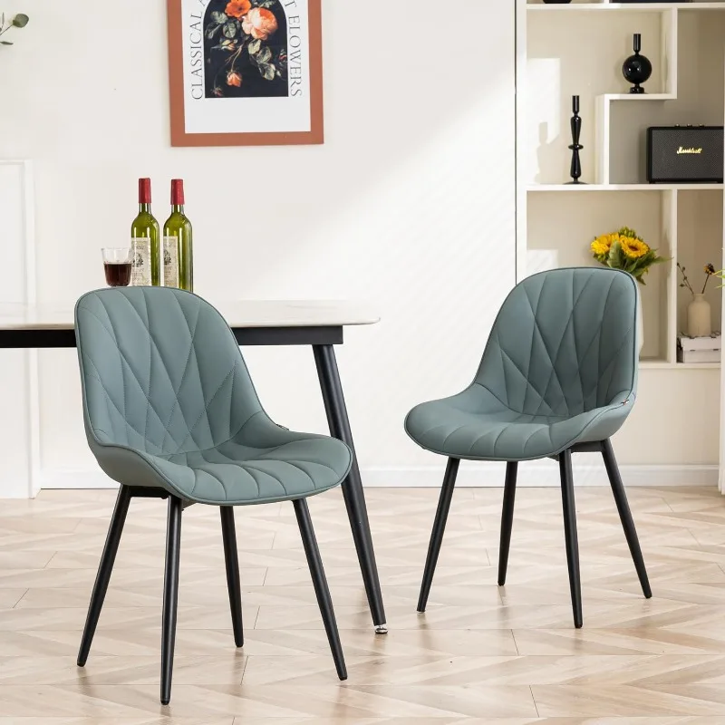 

Modern Faux Leather Padded Dining Chair, Armless Upholstered Bedroom Side Chairs Dinner Chairs Dinning Chairs