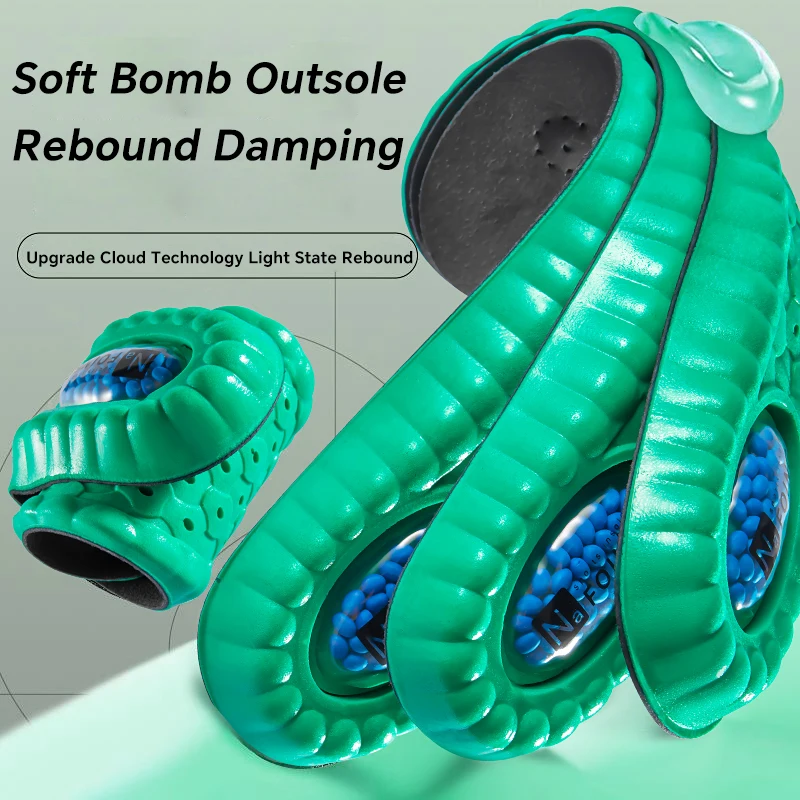 1 زوج 4D العظام النعال الرياضية لينة تنفس عالية المرونة امتصاص الصدمات حذاء الجري الوسادة للرجال النساء اللاتكس تدليك