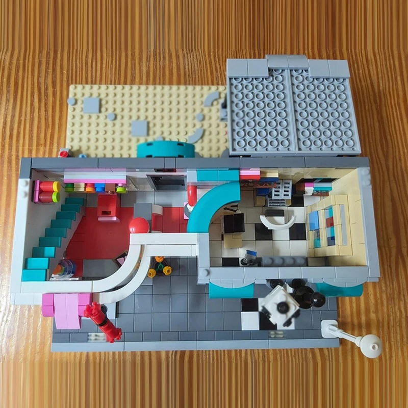 Stadt Street View Modell MOC Bausteine Einkaufen Und Spiel Geschäfte Modulare Technologie Geschenke Urlaub Montieren Kinder Spielzeug Anzug