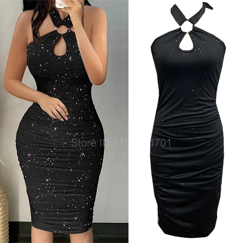 Elegant Fashion Women Sexy V-neck Long Dress Solid Sleeveless Open Back Stretch Wrap Hip Dress Party Bodycon Dress Summer