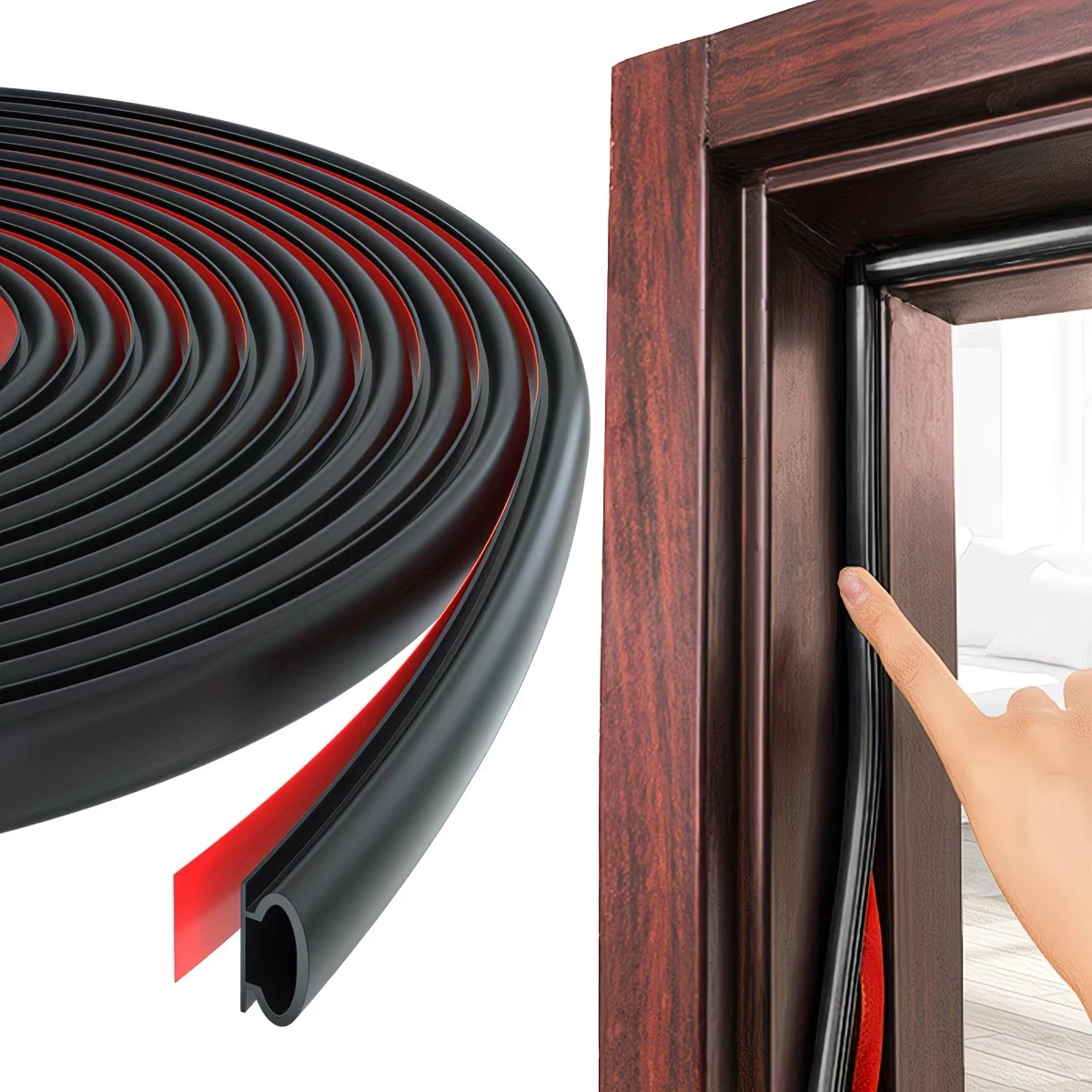 1pc Weather Stripping Door Seal, Window And Door 19.7 Feet Door Seal Strip, Soundproofing Self-Adhesive Backing D-Shape Door Wea