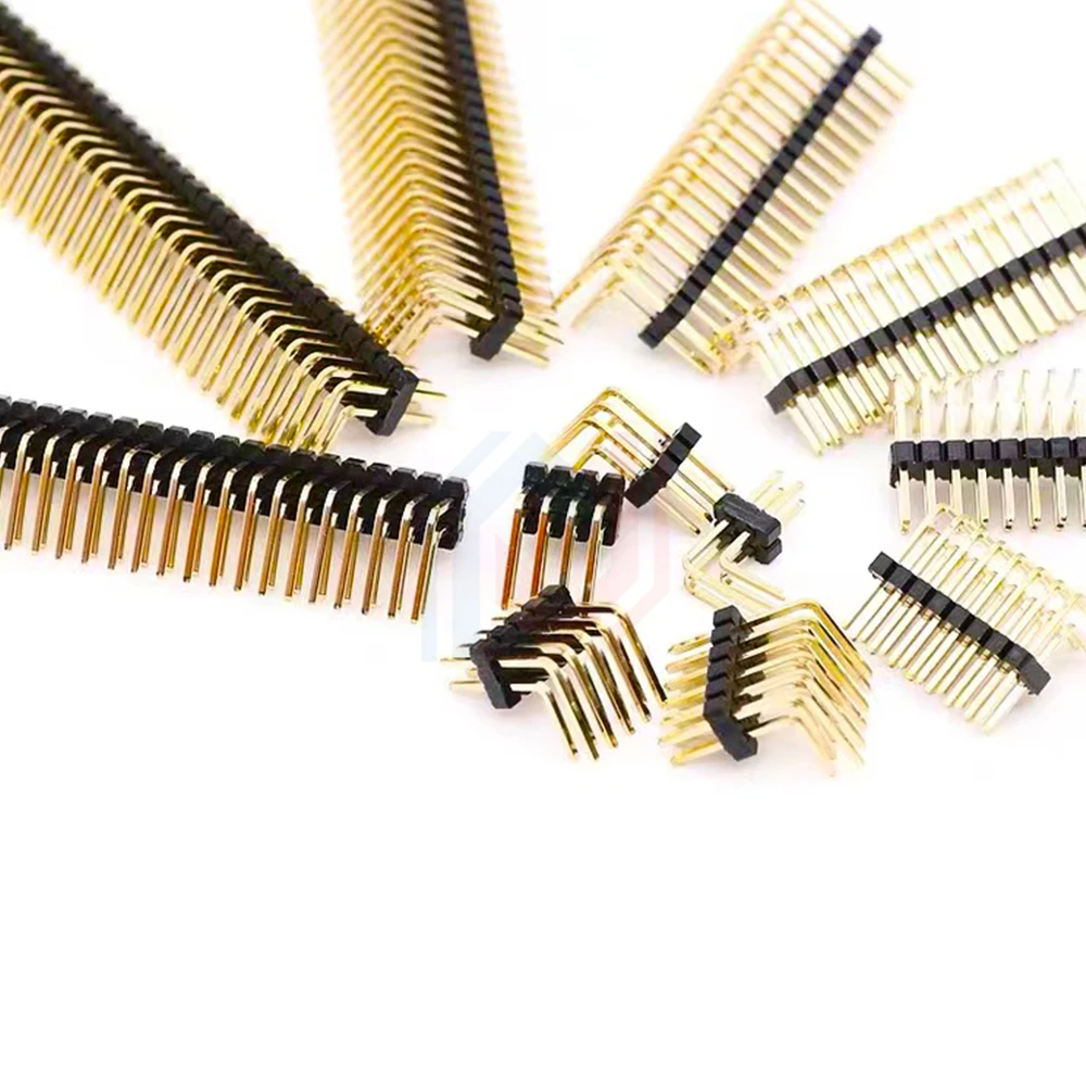 10PCS/lot 1.27MM spacing row pin 90 degree curved straight pin 2*2/3/4/5/6/7/8/9-40P double row pin