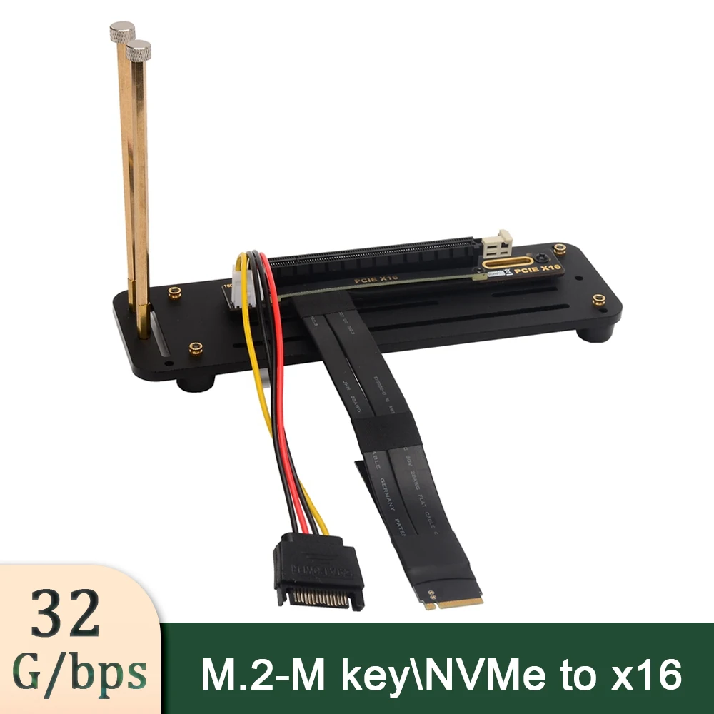 

M.2 NVMe M-Key to PCI-e X16 PCI Express 16x Motherboard Mining Riser Card Extension Cable with Vertical Graphics Card Base Kit