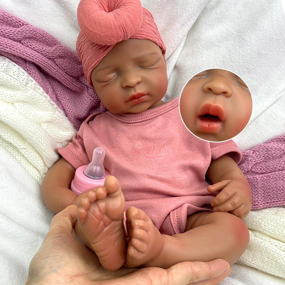 

17Inch Soft Open Mouth Girl Lifelike Reborn Doll Handmade Waterproof Silicone Baby Comfort Companion for Elderly