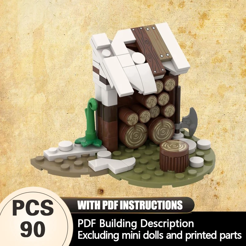 Medieval Castle Model MOC Building Bricks Village Wood Shed Modular Technology Gifts Holiday Assemble Children Toys Suit