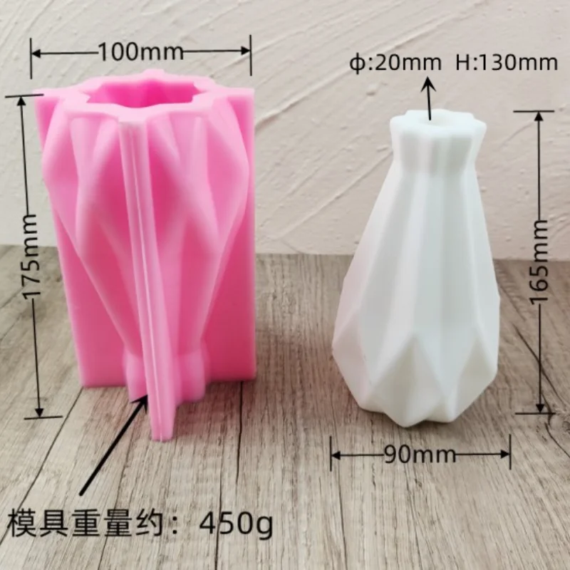 DIY Nordic style origami vase resin silicone mold geometric shape diamond shaped flower pot concrete cement gypsum silicone mold