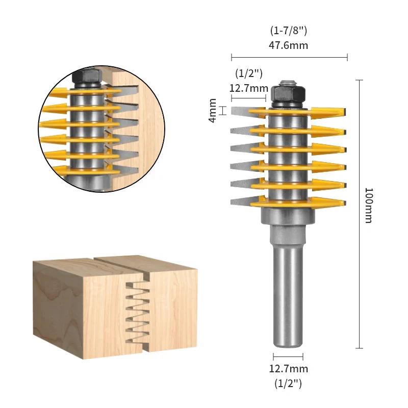 Intlshaft 2 Teeth Adjustable Finger Joint Router Bit Woodworking Milling Cutter For Wood Bit Face Mill End Mill