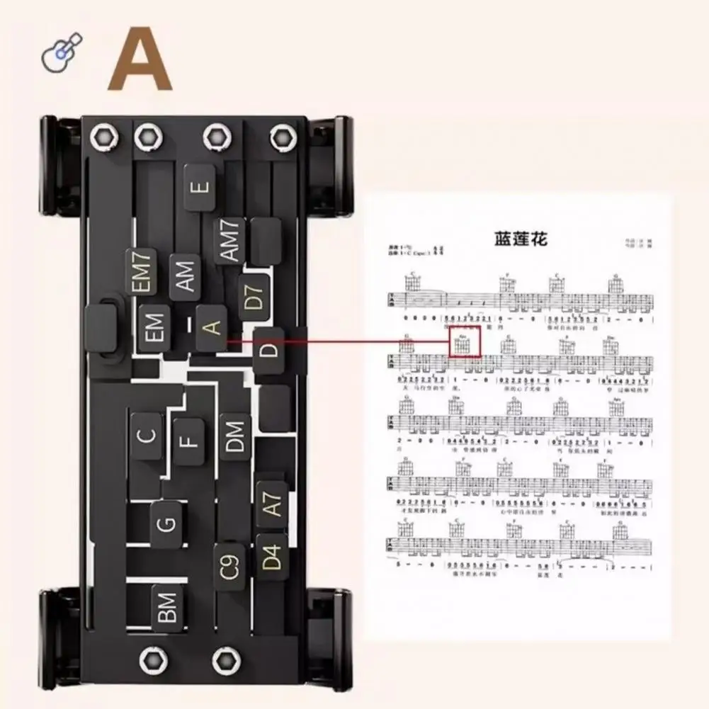 Press Guitar Chord Aid Guitar Chord Presser Trainer for Beginners Arthritis-friendly Clip-on Guitar Helper Portable Acoustic