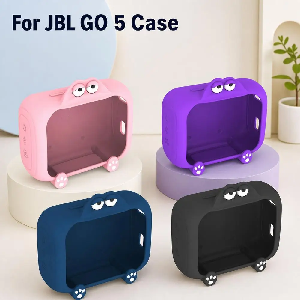 Silicone Protective Case For JBL GO 5 Speaker Cute Cartoon Stand Design Anti‑Drop Shockproof Washable Protector Sleeve Cover