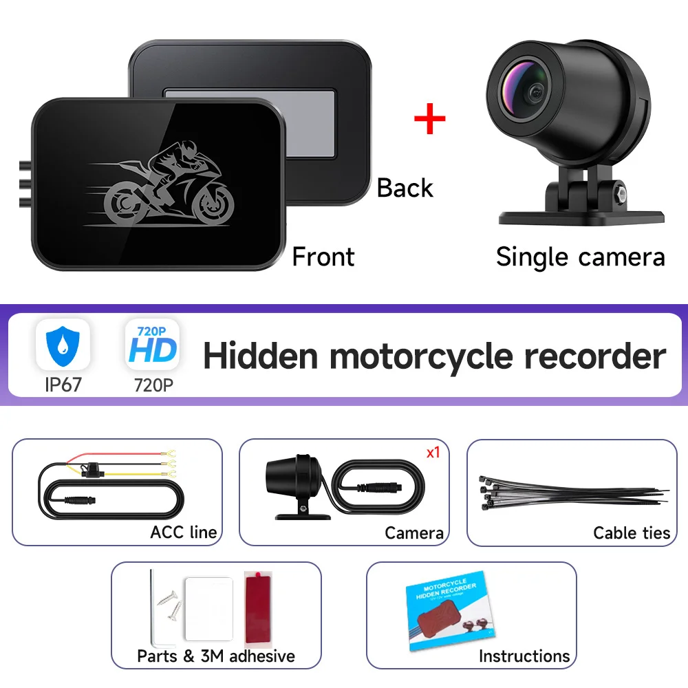 JIUYIN Motorcycle DVR Dual 720p/1080p/2K WiFi Front & Rear Waterproof Camera Recorder Motorcycle Dash Cam Motorbike Black Box image 3