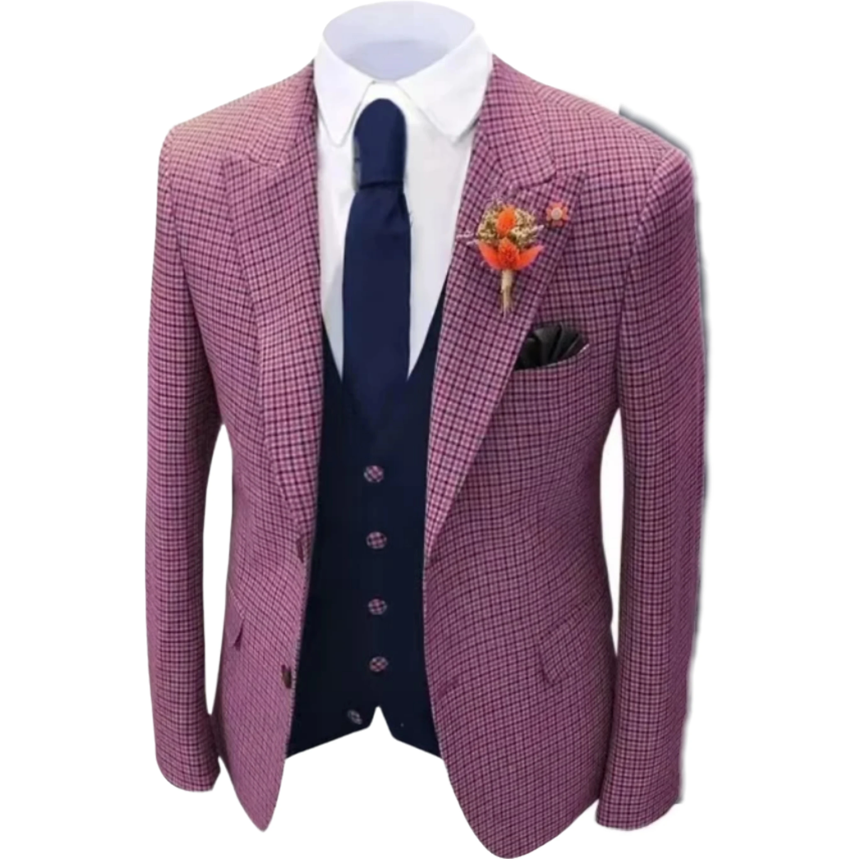 سترة كلاسيكية منقوشة واحدة بدلة رجالي بقصة ضيقة بدلة رجالية مع طية صدر السترة لحفلات الزفاف مع طية صدر مدببة عتيقة لحفلات الزفاف #2