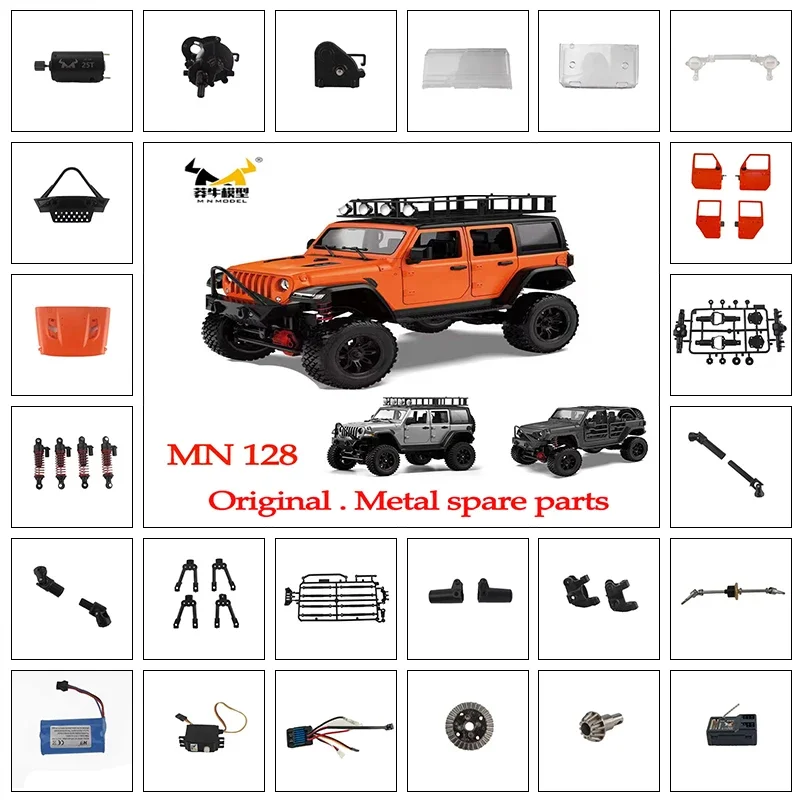 MN128 1/12 RC Car Accessories MN MODEL Metal Front and Rear Axle Chassis Link Rod Pull Rod Mount Shock Absorber MN-128 Toys