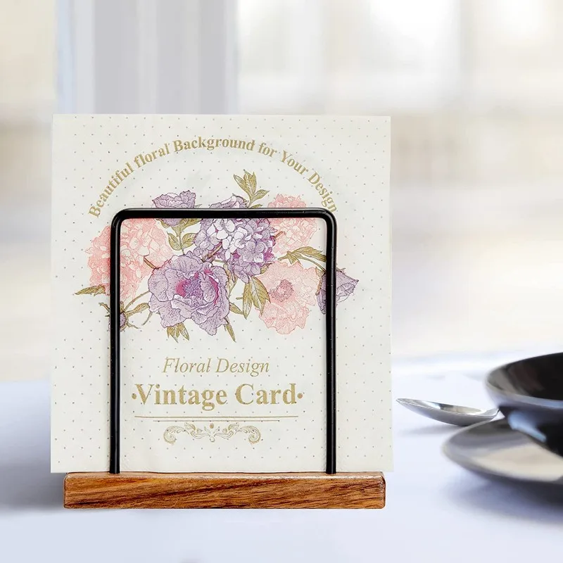 

Квадратная железная подставка для салфеток с деревянным основанием, настольный держатель для салфеток для кухни и столовой