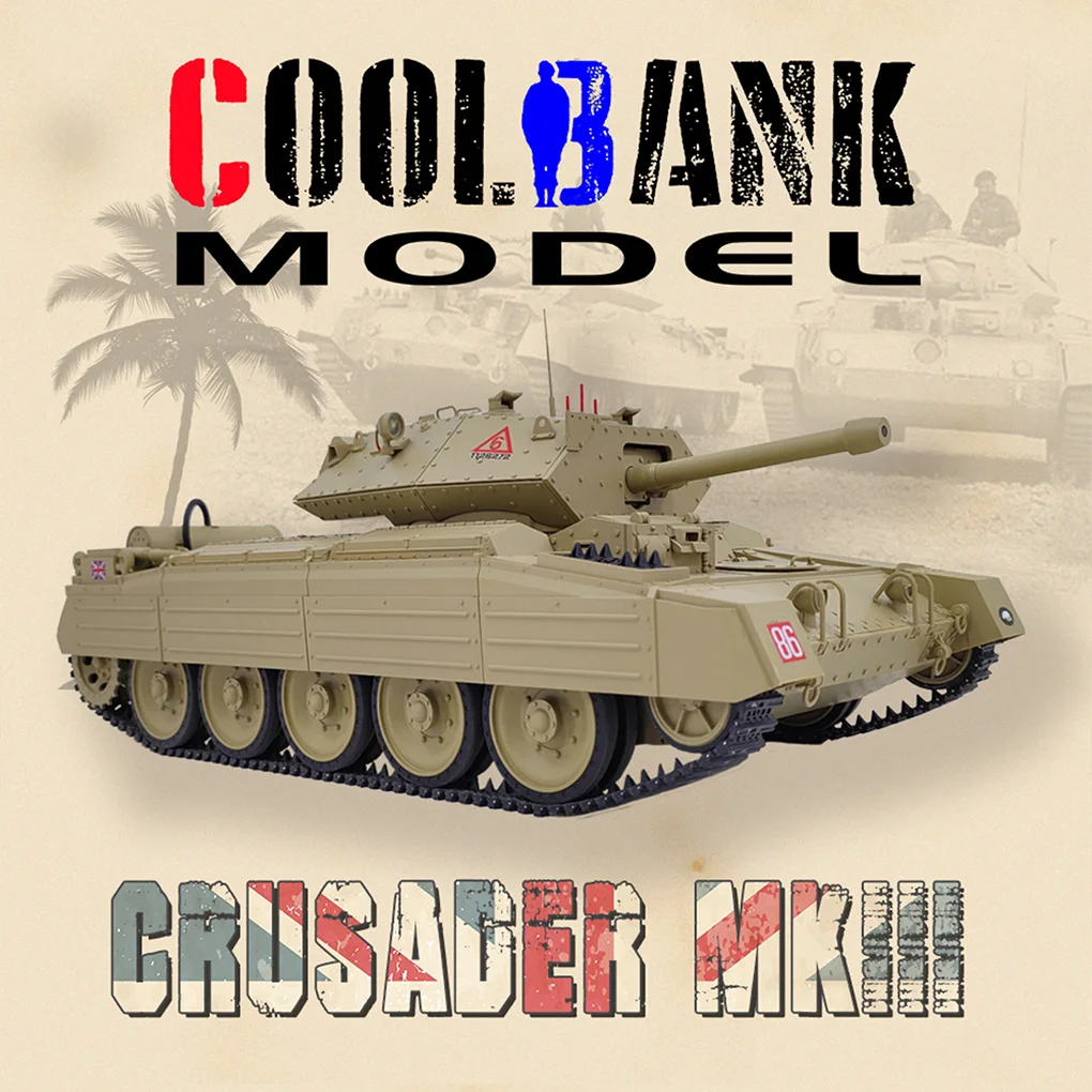 1/16 Coolbank British Crusader RC Panzer 2,4 G elektrischer RC Panzer Militärmodell mit Rauchrevolver-Rotation 360 °   Spielzeug für erwachsene Kinder