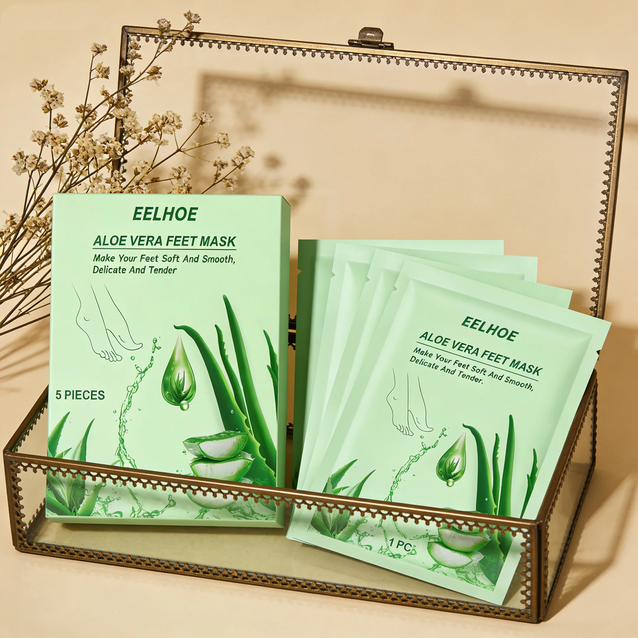 

EELHOE Aloe Vera Foot Mask Exfoliating Feet Mask Anti Drying Crack Foot Moisturizing Cream Anti Cracked Feet Peeling Mask 5PCS