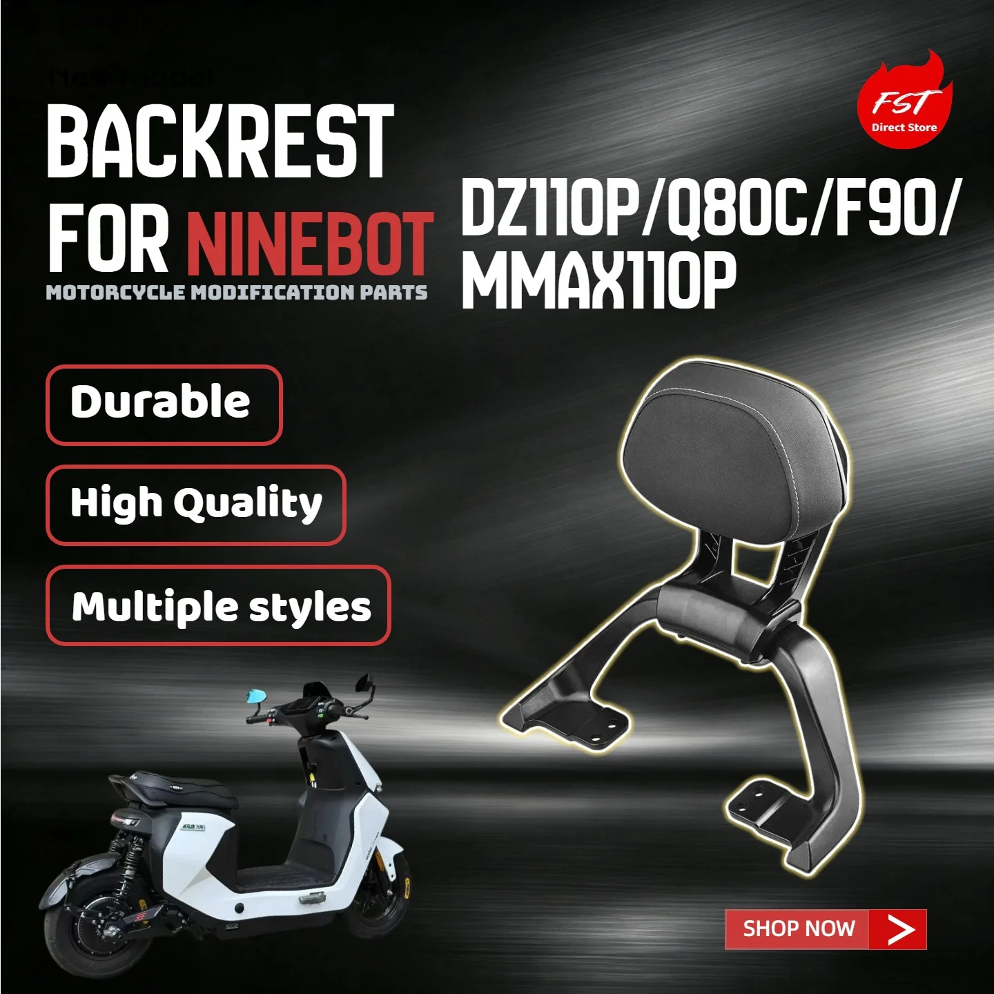 For Ninebot Dz110P Q80C F90 MMAX110P Short Tail Backrest Universal Fit, Exclude Mzix Fzix