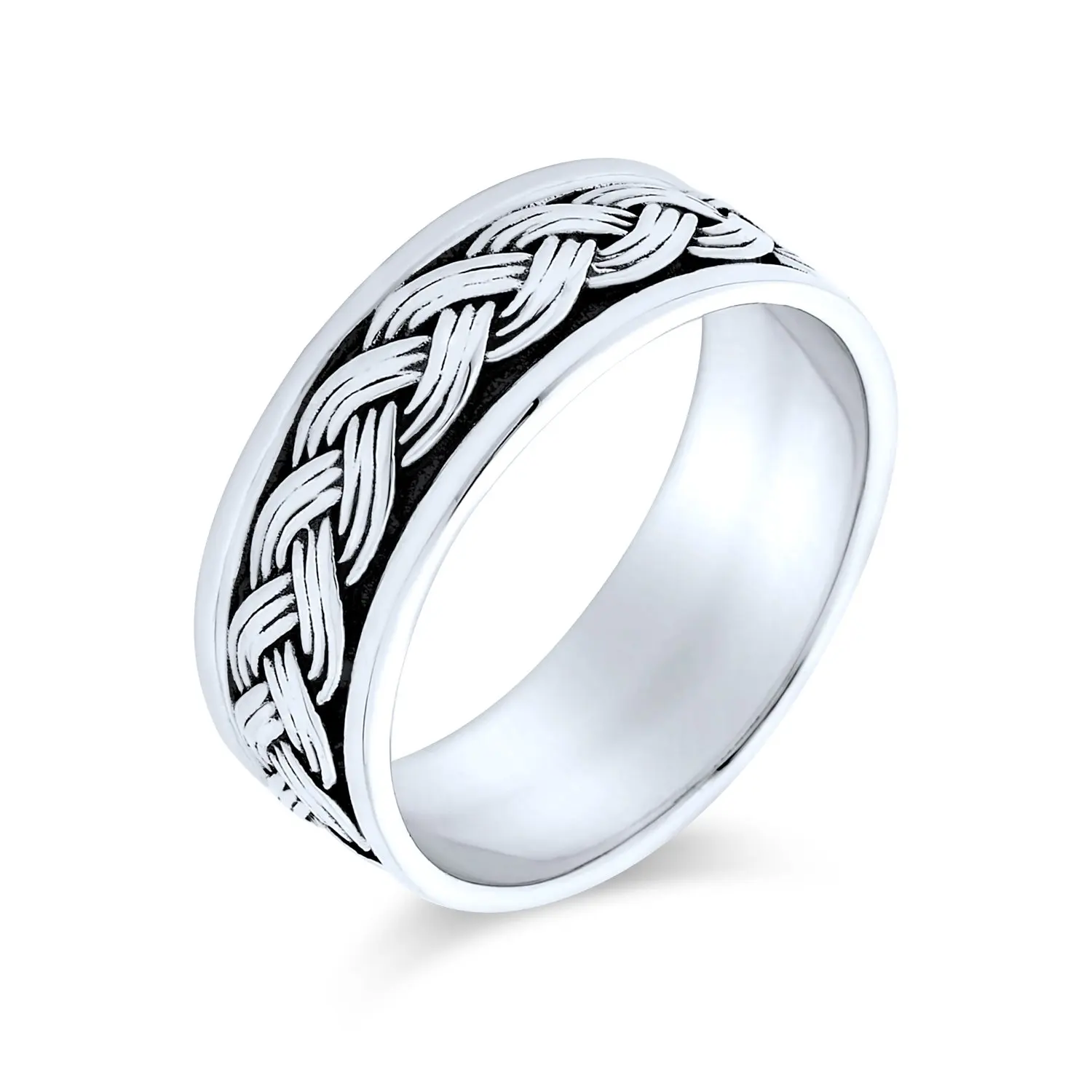 

Unique Trendy Sterling Silver Braided Texture Ring for Men for Wedding Party or Father's Day CMA Certified