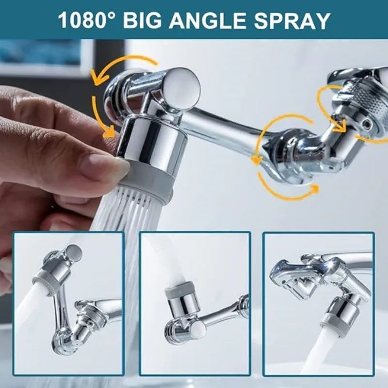 Universal Faucet Rotation Extender 1080° Faucet Aerator Splash Filter Kitchen Tap Washbasin Faucets Bubbler Nozzle Robotic Arm