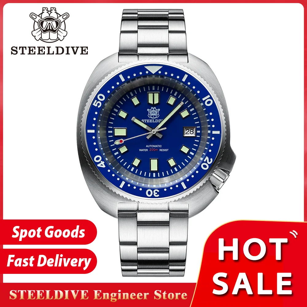 Steeldive sd1974l novo abalone cerâmica moldura de cristal safira nh35 movimento super luminoso 200m à prova dwaterproof água relógio mecânico mergulho