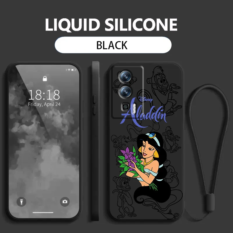 Disney Aladdin Art Cute Liquid Left Rope For Xiaomi Redmi 13C 12 12C K60 A1 K50 11 K40 10C 10 9A 9AT 9T 9C 5G TPU Phone Case