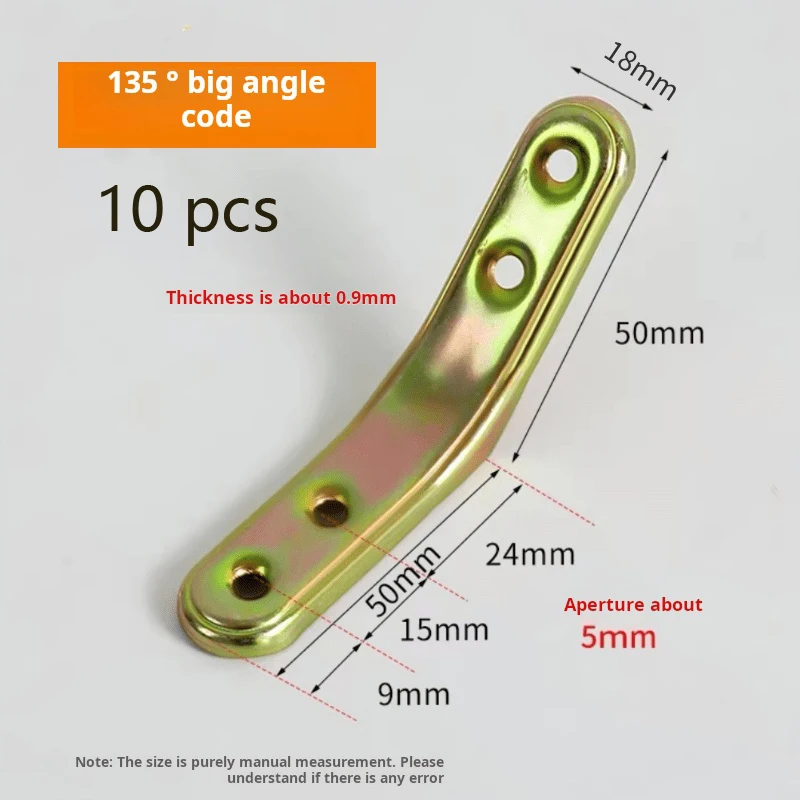 

10PCS Color Zinc Iron Corner Brace 135 Degree Angle Connector Bed Cabinet Wardrobe Bracket Furniture Hardware