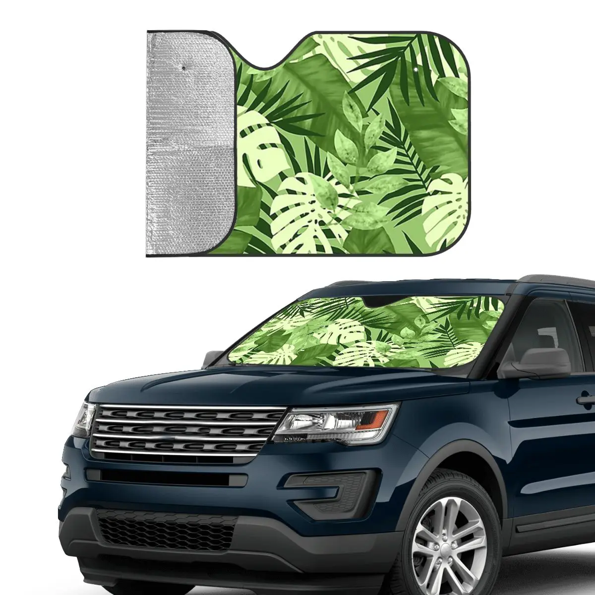 Leaves Leaf Nature Windshield Sunshade Jungle Tropical Green Plant Fashion Car Front Window Visor Sun Visor Heat Reflector