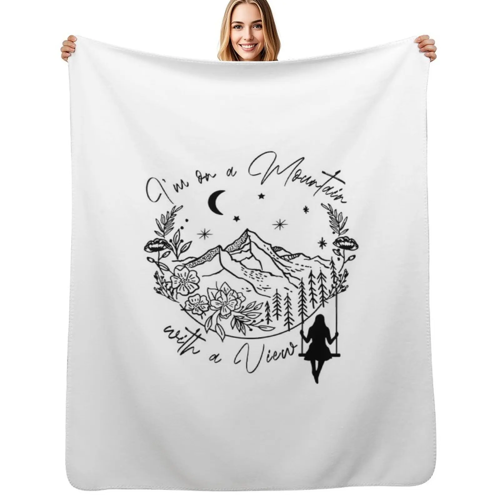 I'm on a Mountain with a View Throw Blanket Bed Fashionable wednesday Decorative Sofas Soft Beds warm winter Vintage Blankets