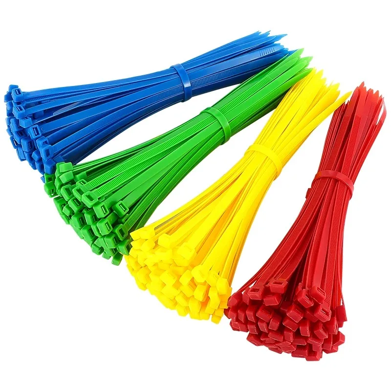 100pcs Self Locking Nylon Cable Ties 100/150/200mm Plastic Zip Wire Binding Wrap Straps DIY Cable Fasten Organiser Multicolour