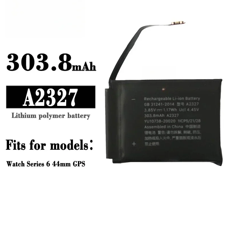 Newest 3.85V 303.8mAh Li-ion Rechargeable Battery A2327 for Apple Watch Series 6 44mm High Quality Watch Replacement Battery