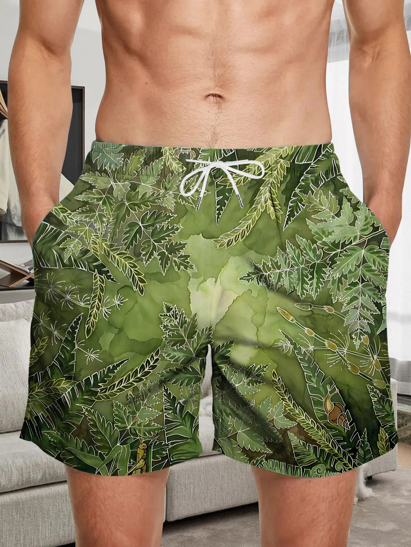 

Daily Wear Full Print Shorts Men Digital Printing Anti-wrinkle Polyester Trunks