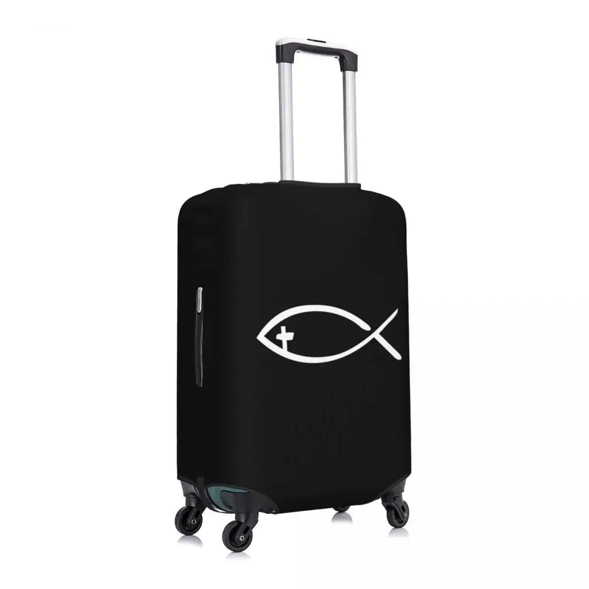 Custom Cross Fish Luggage Cover Elastic Christian Travel Suitcase Protective Covers Fits 18-32 Inch