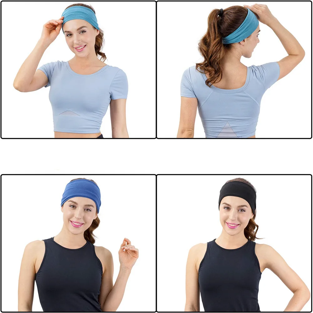 Diadema de Yoga deportiva de Color sólido, banda absorbente de sudor, diadema de Fitness para correr, banda elástica, diadema para mujer