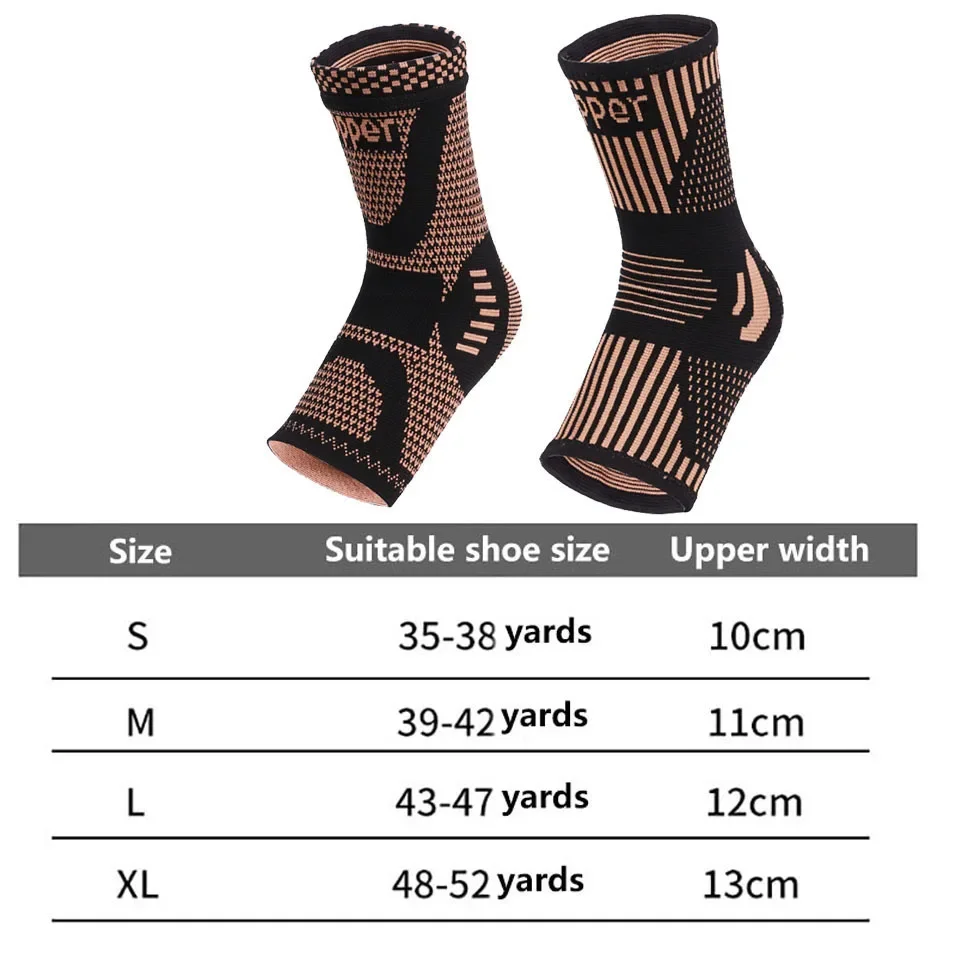 1Pcs Copper Ankle Brace Infused Compression Sleeve Support for Plantar Fasciitis, Sprained Ankle Achilles Tendon Pain Relief