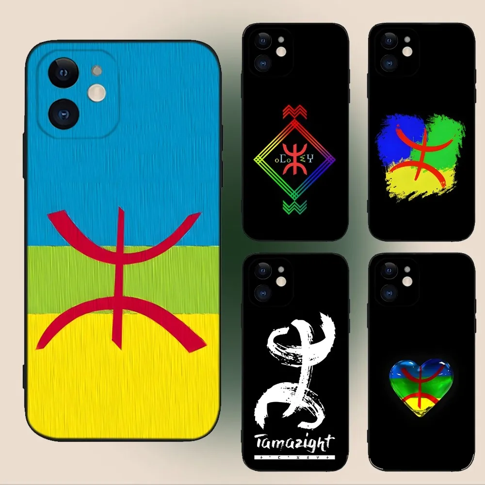 

Amazigh Berber Flag Phone Case For iPhone 15,14,13,12,11,Plus,Pro Max,XS,X,XR,SE,Mini,8,7 Soft Silicone Black Cover