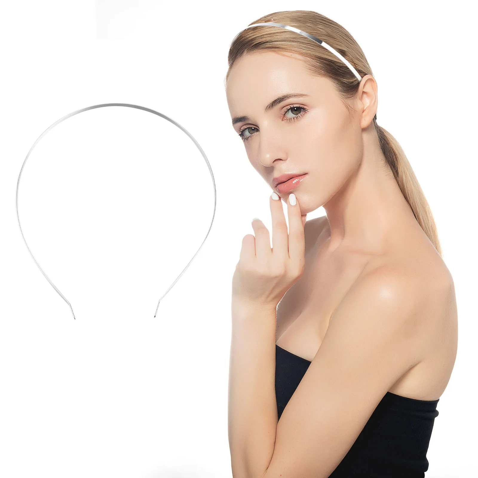 

12Pcs 5Mm Stainless Steel Women's Headband Elegant Metal Hair Clasp Silver Tone for DIY Jewelry Crafts Wedding Party Photo Shoot