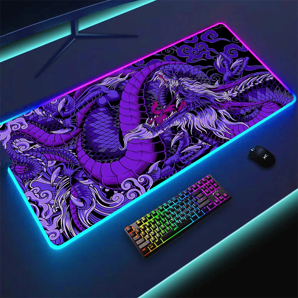 RGB Anime Mouse Pad 900x400 Dragon Led Mause Pads Gamer Pc Accessories Mousepad Gaming Mouse Mat Deskmat Mats Pads Large Carpet