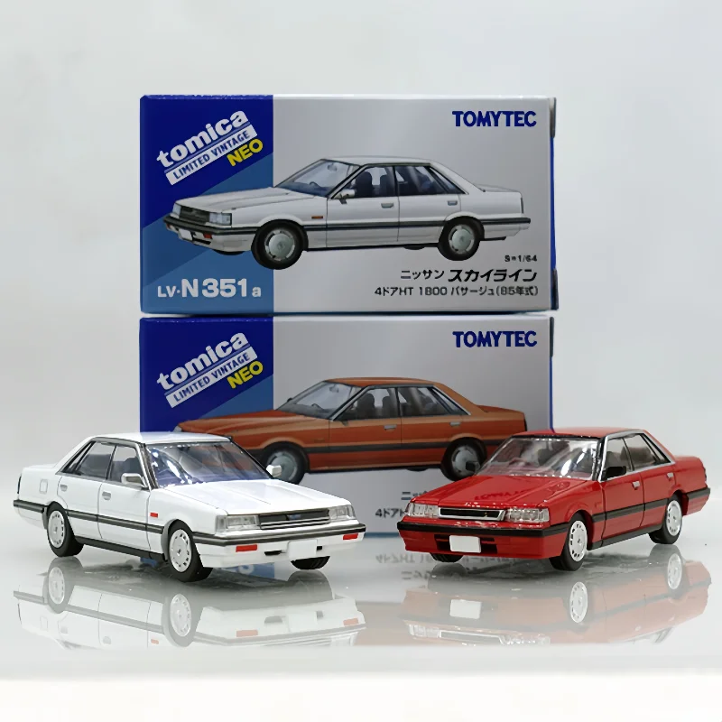 TOMYTEC TLV-n351a/352a Nissan skyline r31 modelo de coche de simulación en miniatura de aleación, artículo decorativo coleccionable, genuino en stock