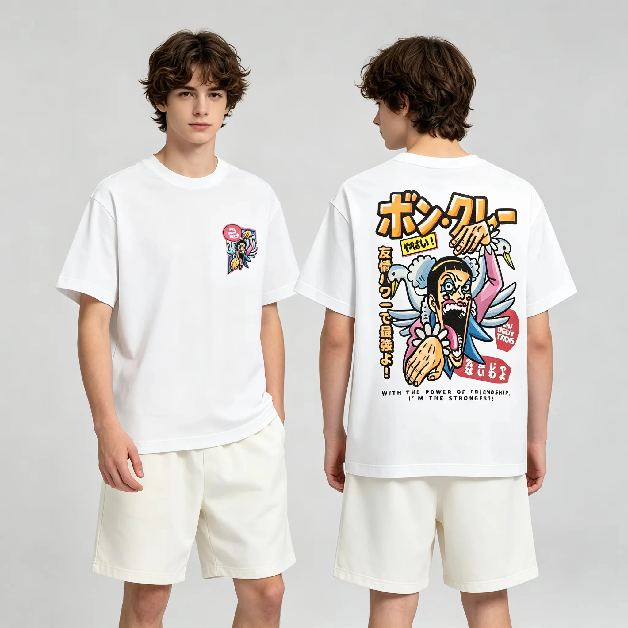 Camiseta de algodón con estampado de One Piece Anime Mr 2 Bon Clay, camiseta holgada a la moda para hombres y mujeres, camiseta para adultos, niños, niñas, camiseta de algodón para padres e hijos