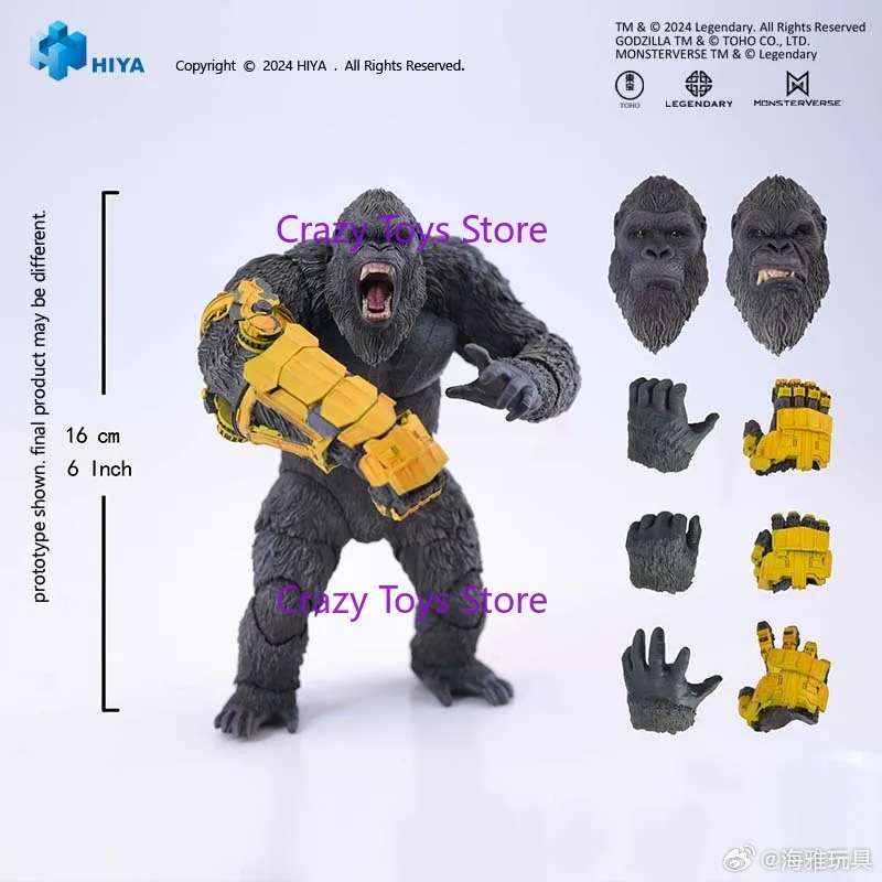 Na stanie HIYA 6-calowa (16 cm) figurka akcji, seria Exquisite Basic, Godzilla X King Kong New Empire King Kong B.E.A.ST. wersja z rękawicami.